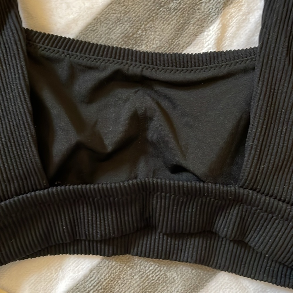 Aerie Black Scoop Wide Strap‎ Ribbed Pullover Bikini Top NWT - Picture 6 of 10